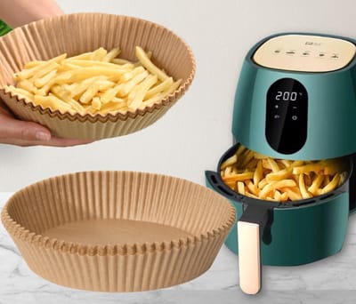 AirFryer Wegwerpbakjes XL  - Tot 220º - Olie Afstotend - AirFryer Bakpapier 50 stuks - 23CM
