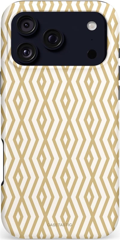 Casetastic hoesje geschikt voor Apple iPhone 17 Pro Max - MagSafe - Dubbellaagse bescherming - Art Deco Goud - Fashion Case - Beige Wit