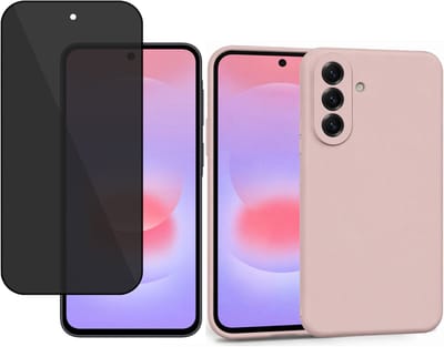 ChiGuard Hoesje & Privacy Screenprotector geschikt voor Samsung Galaxy A37 – Privé Gehard Glas Cover - Case - Roze