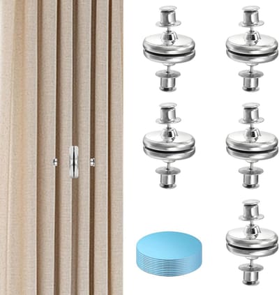 Douchegordijnmagneten set - 10 stuks - Magnetische sluiting - Rond - Roestvrij - Zilver - 20 mm - Stickers - Voor badkamer, slaapkamer, woonkamer, eetkamer, kantoor