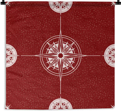 Wandkleed - Wanddoek - Kompas - Reizen - Patronen - 90x90 cm - Wandtapijt
