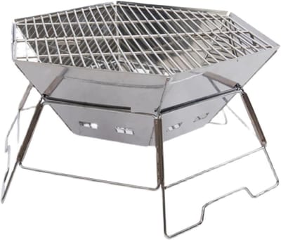 Opvouwbare Vuurkorf - Buitenhaard Grill - Gezellige Avonden - Stabiel Draagvermogen - 53 cm Breed - Zilverkleurig