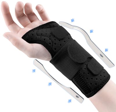 longziming -Polsbrace Links M – Polsstabilisator – Carpale Tunnel Polsband – met Dubbele Aluminium Stabilisatoren – Verstelbaar & Ademend – Dag en Nacht Ondersteuning – voor Fitness en beweging