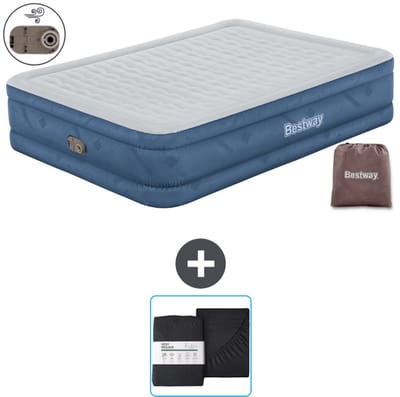 Bestway luchtbed - 2-Persoons - 152 x 203 x 46 cm - Grijs - Inclusief pomp en Hoeslaken