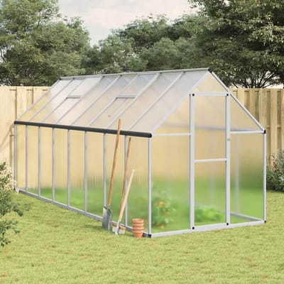 vidaXL - Tuinkas - met - basisframe - 445x169x195 - cm - aluminium - zilverkleurig