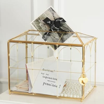 Doorzichtige Glazen Kaartendoos met Sleuf en Slot - Luxe Opbergoplossing voor Bruiloften en Feestjes