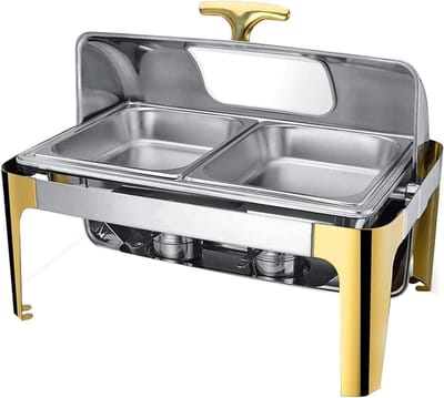 Voedselverwarmer - Buffetverwarmer - Feestelijke Maaltijden - Geïntegreerde Elektrische Verwarming - 9L Capaciteit - Zilverkleurig