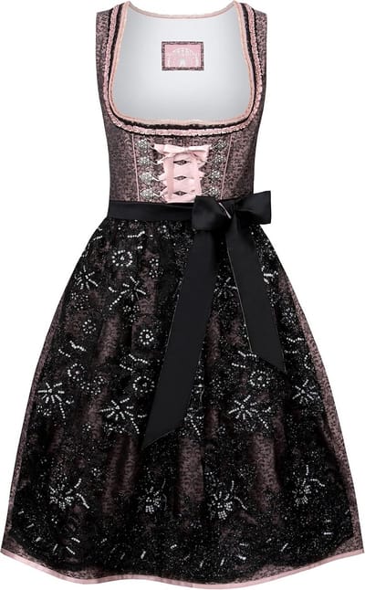 Dames Dirndl Jurk Roze met Kant Schort voor Oktoberfest Feest