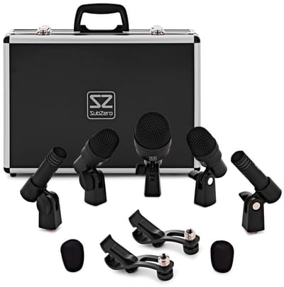 SubZero 5 Piece Drum Microphone Set with Case and Clamps
