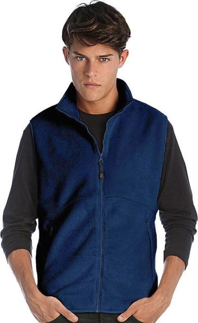 Fleece casual bodywarmer navy blauw voor heren - Outdoorkleding wandelen/zeilen - Mouwloze vesten S
