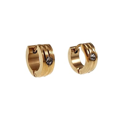 ∅10mm x 4mm Oorringen Unisex - Verguld RVS - Mini Oorringen met Zirkoniasteen - Goudkleurige Oorbellen Dames - Heren
