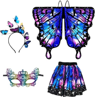 Vleermuis Kostuum voor Kinderen met Vleugels, Tutu Rok, Hoofdband en Gezichtsbedekking voor Carnaval en Halloween Cosplay