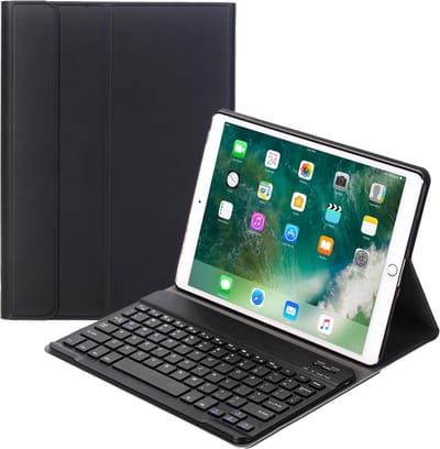 Hoes - Geschikt voor Apple iPad 9 (2021) - 10.2 inch - 9e Generatie - Met Screenprotector - Toetsenbord Case - Keyboard Book Cover - Hoesje - Zwart