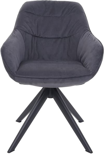 Eetkamerstoel MCW-K28, keukenstoel gestoffeerde stoel stoel met armleuningen, draaibaar, metaal ~ stof/textiel grijs