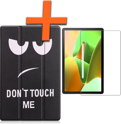 Hoesje - Geschikt voor Lenovo Tab M10 Plus (3e / 3rd Generatie) - Met Screenprotector - Trifold Bookcase - Hard Cover - Hardcover Book Case - Tablet Hoes - Don't Touch Me
