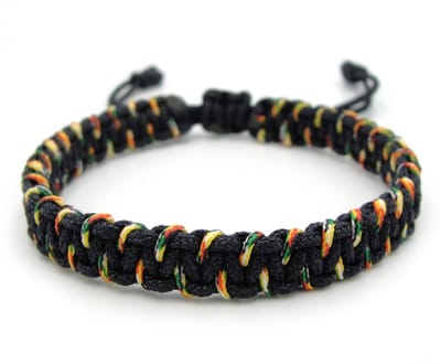 Geknoopte herenarmband - nylon - 18-22 cm - zwart en multicolor