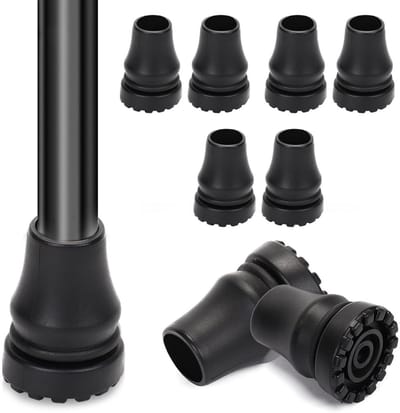 QTTVBTNA -Rubberen doppen voor wandelstokken – Antislip stootkussens ter vervanging – Geschikt voor wandelstokken, krukken en loopstokken – 22 mm – Zwart – Set van 8 stuks
