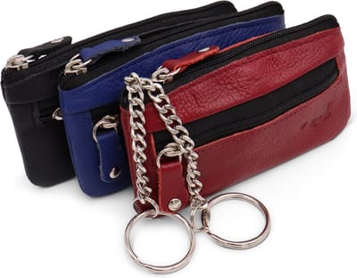 Leren Sleuteletuis - Sleuteltasje Bundel - 3 stuks of 2 stuks - Compact sleuteltasje - Rits