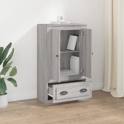 vidaXL - Hoge - kast - 60x35,5x103,5 - cm - bewerkt - hout - grijs - sonoma - eikenkleur