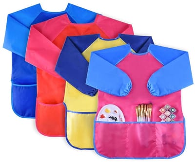 Dailygoods- Schort Waterdicht - Kinderen Schilderen - Lange Mouw - 3 Ruime Zakken - Leeftijd 3-6 Jaar - Creatieve Smock - Kinderschort