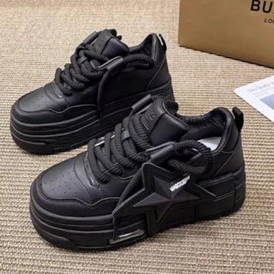 Damesmode Casual Schoenen Lente Koreaanse Versie Dikke Zool Sneakers 35 zwart