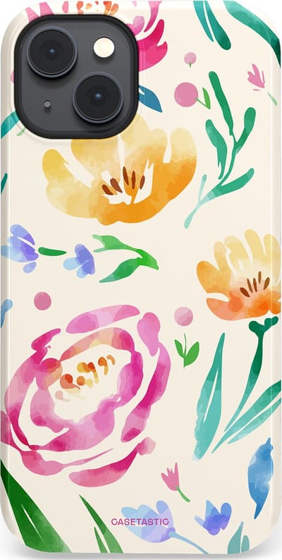 Casetastic hoesje geschikt voor Apple iPhone 14 Plus - MagSafe - Dubbellaagse bescherming - Aquarel serenade - Fashion Case - Wit Mintgroen Crème Lichtroze