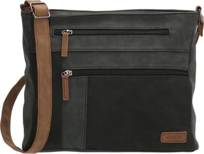 Beagles Brunete Schoudertas Dames - Crossbodytas met verstelbare schouderband - Tas van Imitatieleder met ritssluiting - Zwart