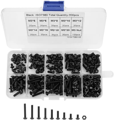 Set van 300 Stuks Carbon Stalen Cilinderkop Moeren met Opbergdoos - Kwaliteit 10.9, Schroefmoeren Assortiment voor Diverse Toepassingen