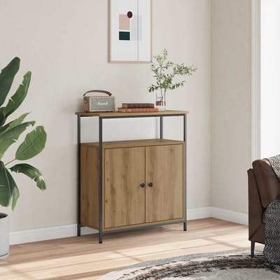 vidaXL - Dressoir - 70x30x80 - cm - bewerkt - hout - artisanaal - eikenkleur