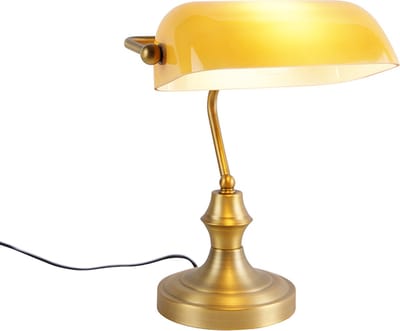 QAZQA banker - Klassieke Tafellamp - 1 lichts - H 345 mm - Geel - Woonkamer | Slaapkamer