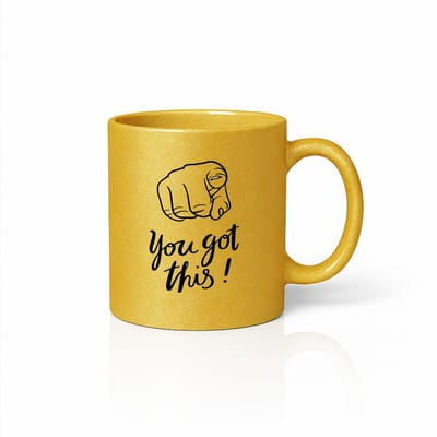 You Got This Mok 330ml – Gouden Glitter Koffiemok met Motiverende Quote – Inspirerend Cadeau voor Vrienden & Collega’s