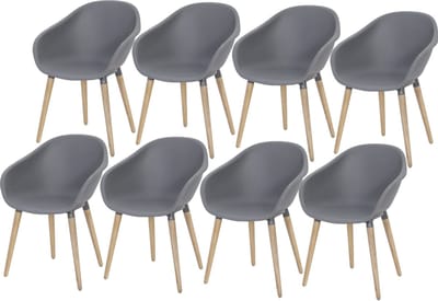 Set van 8 Swan dining kuipstoel grijs kunststof