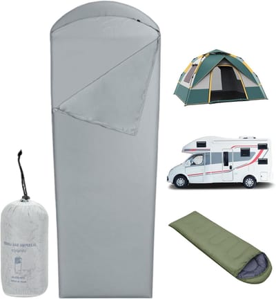 Slaapzak Binnenhoes - Reis Laken - Kamperen en Reizen - Droog en Schoon Comfort - 210x80 cm - Grijs