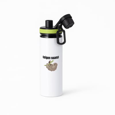 Hacebo® - luiaard met eigen naam waterfles met draaidop groen - Luiaard - luiaard liefhebbers - iemand die houdt van luiaards - verjaardag - cadeau - kado - water fles - 850ML