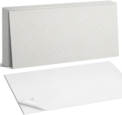 Coloray Plaktegels - Visgraatpatroon Zelfklevende Wandtegels - 40 cm x 20 cm - Wit Plaktegels - 10 stuks - Rechthoek PVC Tegels - Plaktegels Badkamer - Vloertegels Zelfklevend - Vinyl Tegels Zelfklevend - Portugese Tegels