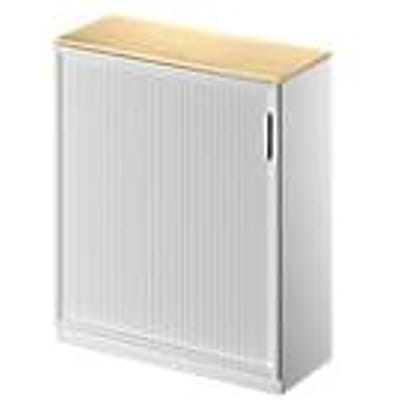 Schäfer Shop Genius Roldeurkast TETRIS SOLID, 3 ordnerhoogten, B 1000 mm, incl. 19 mm afdekplaat, esdoornpatroon/blank aluminium/blank aluminium