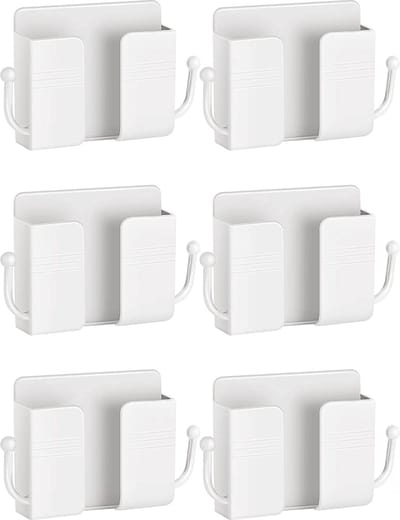 Afstandsbediening Houder - 6 Stuks - Wit - AB Houder- Houder voor Afstandsbediening voor aan de Muur - Remote Controll Holder