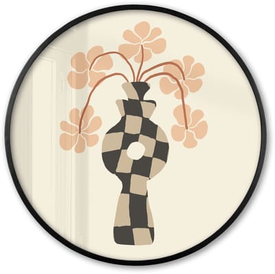 Poster in lijst Rond - Fotolijst 60x60 cm - Posters - Bloemen - Vaas - Abstracte kunst - Modern - Ronde posterlijst zwart - Decoratie - Wanddecoratie woonkamer - Muurdecoratie slaapkamer