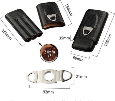 Maxium - 3-delige Humidor - Sigarenkoker - Sigaren Accessoires - Inclusief Sigarenknipper - Zwart