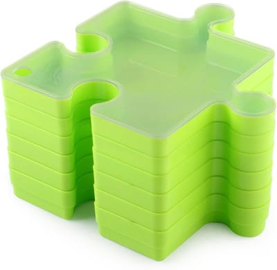 Puzzelsorteerbladen - Puzzelbakjes - Puzzels Sorteren - Stapelbaar en In elkaar grijpend - 6 Dienbladen - Groen