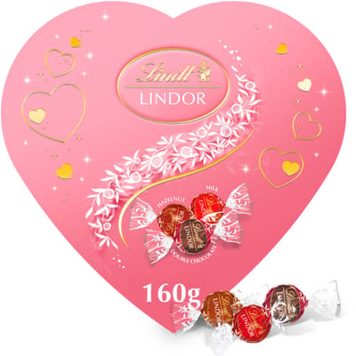 Lindt LINDOR Roze Hart gemengde chocolade Bonbons 160 gram - Chocolade Cadeau - Premium cadeauverpakking - Kerstcadeau