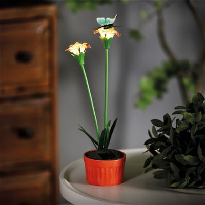 Solar Gekleurde Tuinbloem – Rood – 10 Warm Witte LED’s – 32 Cm – Steeklamp Op Zonne-Energie – Automatisch Aan Bij Schemer – Decoratieve Buitenverlichting Voor Tuin En Balkon [11735B]