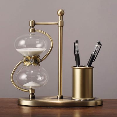 Zandloper Timer - Tijd Assistent - Tijd Management - Handgemaakt Detail - 15 Minuten - Groen