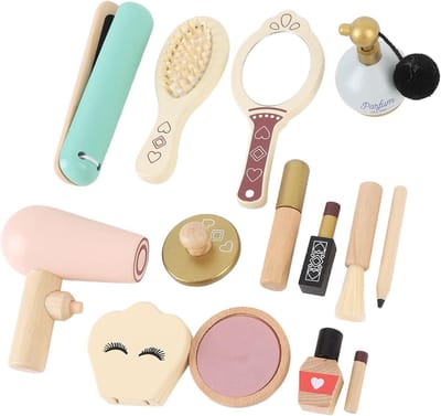 Houten Make-up Speelgoedset - Cosmetica Speelgoed - Kinderen Spelen - Fantasie en Creativiteit - 30 x 22 x 6 cm