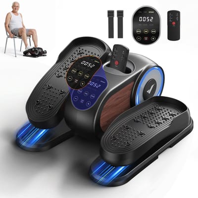 Mini Elliptische Crosstrainer & Stepper - Compacte Desk Bike met 12 Snelheden & LCD-Display - Ruimtebesparende Beentrainer & Stoelfiets voor Thuis en Kantoor - Zwart