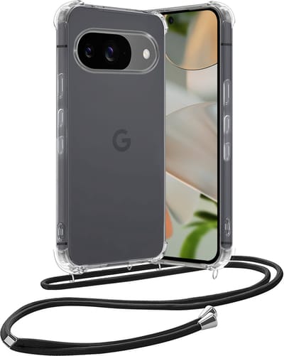 Hoes - Geschikt voor Google Pixel 9 - Met Koord - Shock Proof - Siliconen Case - Back Cover - Telefoonkoord - Telefoon Hoesje Shockproof - Telefoonketting - Transparant