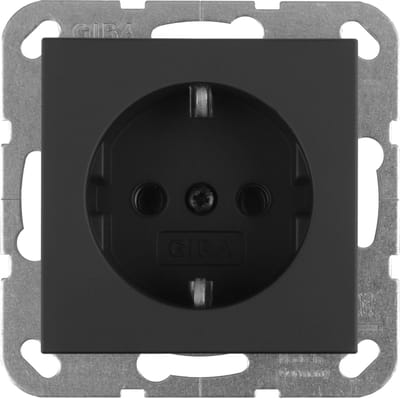 Gira E2 contactdoos - inbouw - 1-voudig - randaarde - zwart