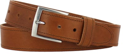 Leren Riem | 4cm breed | Riemmaat: 85cm (totale lengte: 100cm) | 100% echt leer | Kleur: cognac | Nikkelvrije gesp | Cadeau Kado Mannen