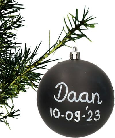 Stern Fabrik Kerstbal - naam - krijt/krijtbord kerstbal - 8 cm - kunststof