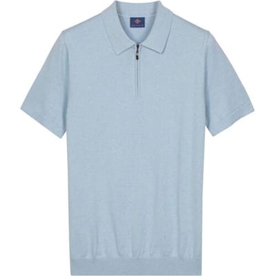 Baileys Polo Zip Collar Jersey Knit Short Sleeve Soft Blue / male